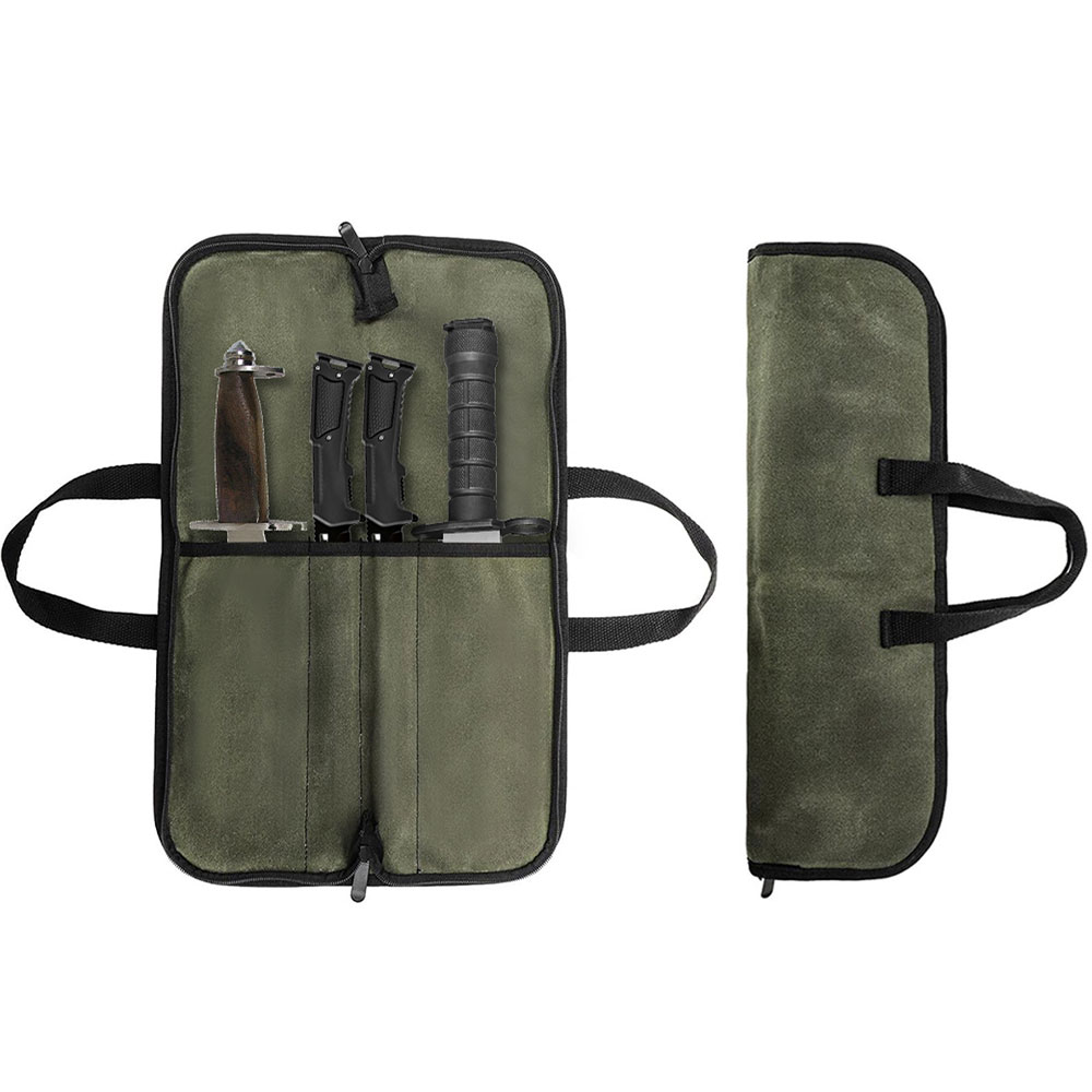 Camping Knife Multi-Tool - Waxed Canvas Knife Roll Bag Multi