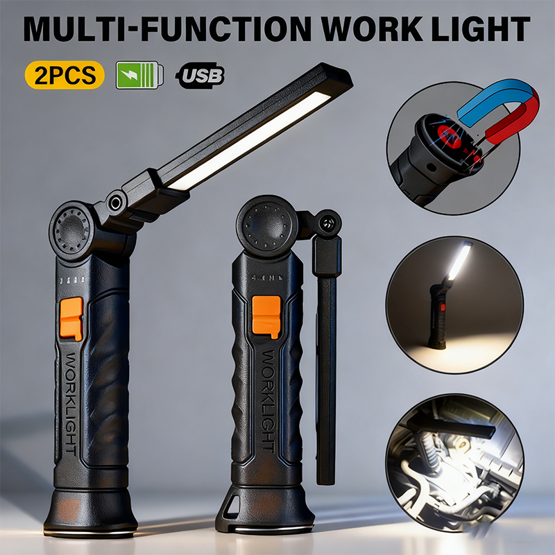 Outdoor Camping Lighting - Portable COB LED Flashlight USB Rechargeable