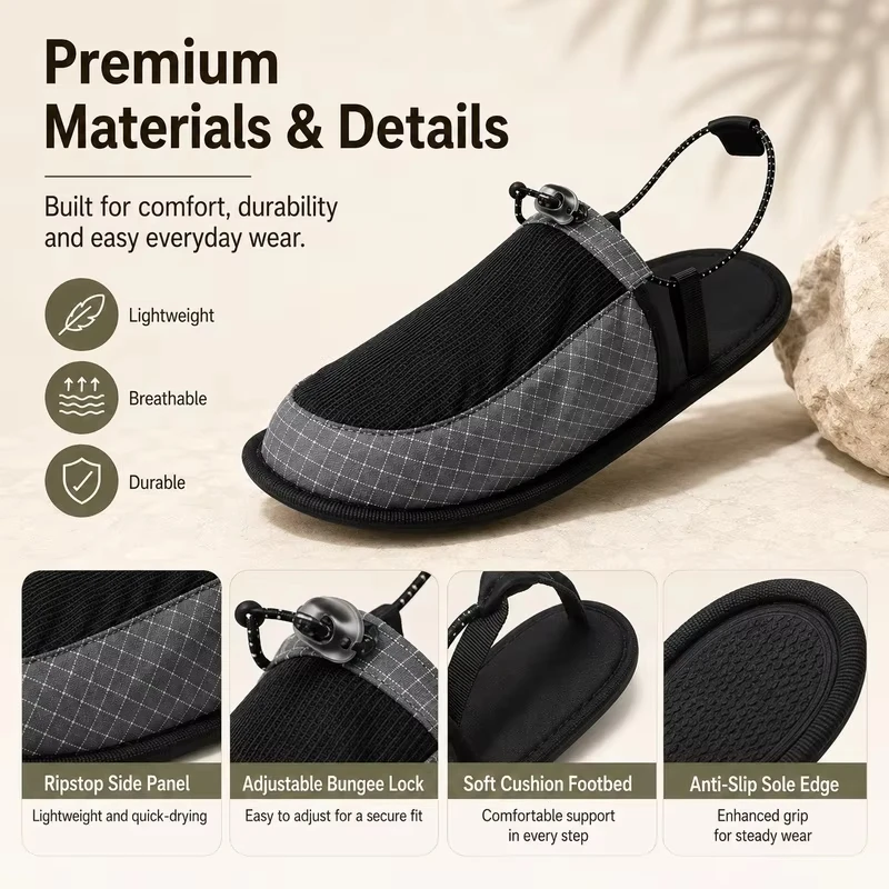 Ultra Light Foldable Outdoor C - Outdoor Camping Slippers review and price