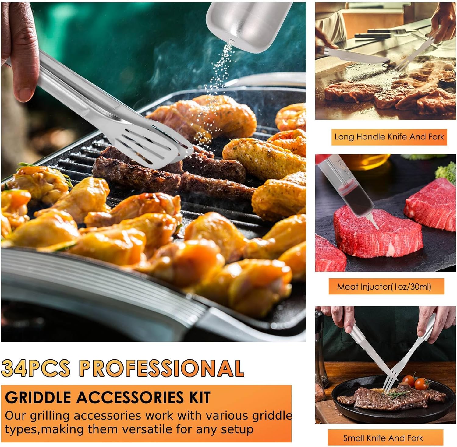34Pcs Heavy Duty Grill Tools S - Camp Utensil Set review and price