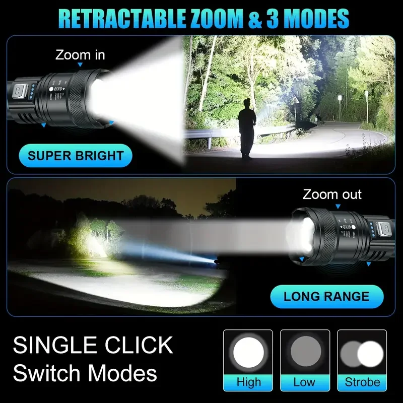 Tactical LED Flashlight 2000LM - Battery Outdoor Camping review and price